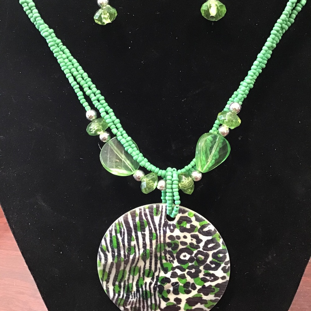 Hand Painted Shell Necklace Set